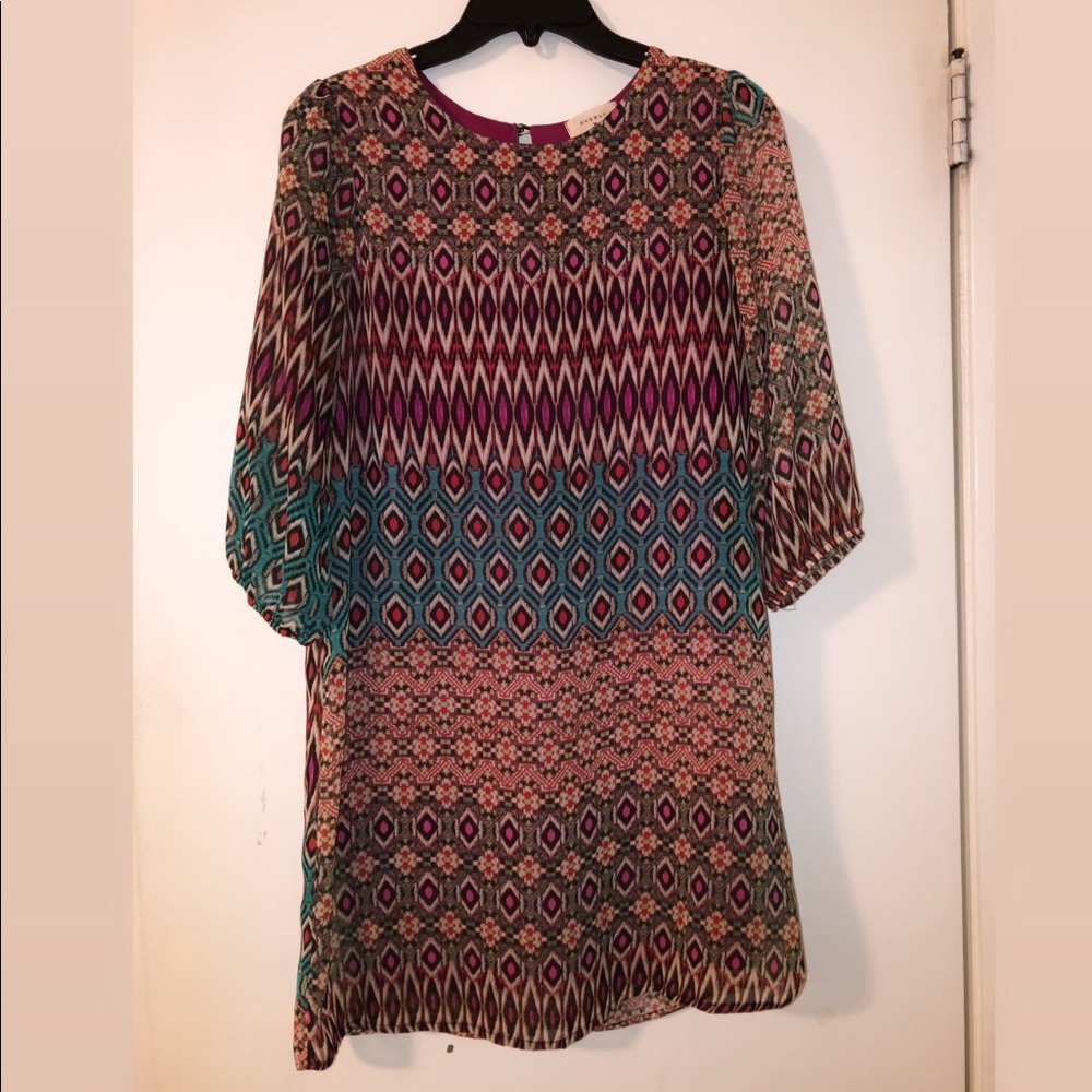multicolored printed dress